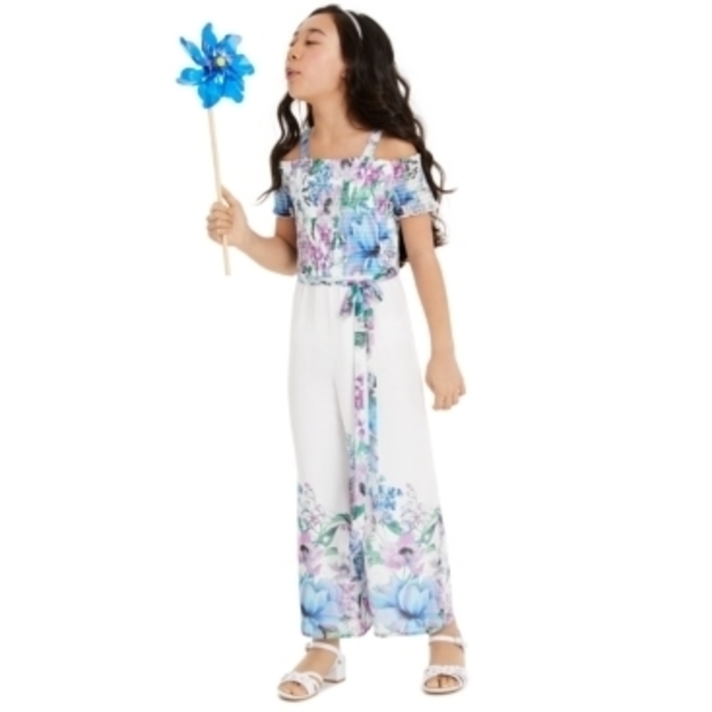 Rare Editions Floral Chiffon Jumpsuit for Big Girls